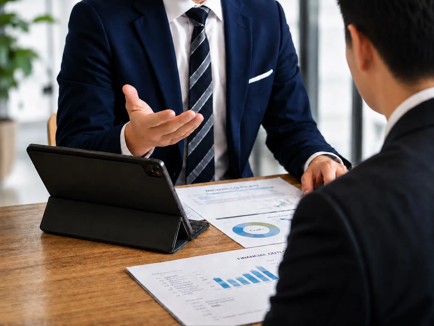 経営者に事業計画を提案する中小企業診断士